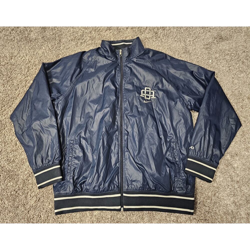 Nike Athletic Department Y2K Full Zip Windbreaker Track Jacket XL Navy White